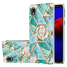 Custodia Silicone Gel Morbida Fantasia Modello Cover con Anello Supporto Y02B per Samsung Galaxy M01 Core Verde