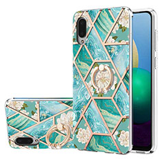 Custodia Silicone Gel Morbida Fantasia Modello Cover con Anello Supporto Y02B per Samsung Galaxy M02 Verde