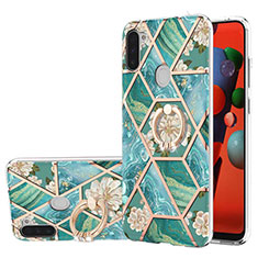 Custodia Silicone Gel Morbida Fantasia Modello Cover con Anello Supporto Y02B per Samsung Galaxy M11 Verde