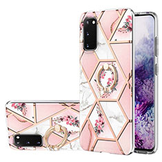 Custodia Silicone Gel Morbida Fantasia Modello Cover con Anello Supporto Y02B per Samsung Galaxy S20 5G Rosa