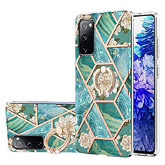 Custodia Silicone Gel Morbida Fantasia Modello Cover con Anello Supporto Y02B per Samsung Galaxy S20 FE 5G Verde