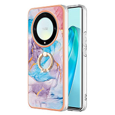 Custodia Silicone Gel Morbida Fantasia Modello Cover con Anello Supporto Y03B per Huawei Honor Magic5 Lite 5G Blu