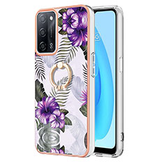 Custodia Silicone Gel Morbida Fantasia Modello Cover con Anello Supporto Y03B per Oppo A56 5G Viola