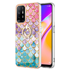 Custodia Silicone Gel Morbida Fantasia Modello Cover con Anello Supporto Y03B per Oppo F19 Pro+ Plus 5G Colorato