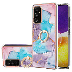 Custodia Silicone Gel Morbida Fantasia Modello Cover con Anello Supporto Y03B per Samsung Galaxy A05s Blu