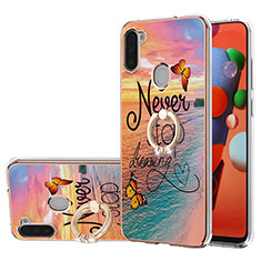 Custodia Silicone Gel Morbida Fantasia Modello Cover con Anello Supporto Y03B per Samsung Galaxy A11 Multicolore