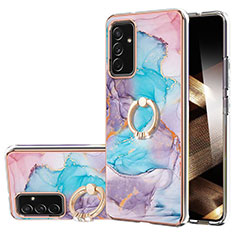 Custodia Silicone Gel Morbida Fantasia Modello Cover con Anello Supporto Y03B per Samsung Galaxy A15 5G Blu