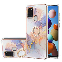 Custodia Silicone Gel Morbida Fantasia Modello Cover con Anello Supporto Y03B per Samsung Galaxy A21s Lavanda