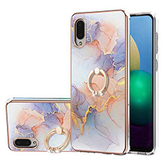 Custodia Silicone Gel Morbida Fantasia Modello Cover con Anello Supporto Y03B per Samsung Galaxy M02 Lavanda