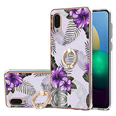 Custodia Silicone Gel Morbida Fantasia Modello Cover con Anello Supporto Y03B per Samsung Galaxy M02 Viola