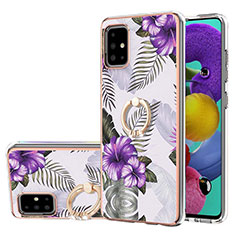 Custodia Silicone Gel Morbida Fantasia Modello Cover con Anello Supporto Y03B per Samsung Galaxy M40S Viola