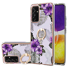 Custodia Silicone Gel Morbida Fantasia Modello Cover con Anello Supporto Y03B per Samsung Galaxy Quantum2 5G Viola