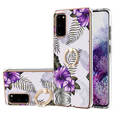 Custodia Silicone Gel Morbida Fantasia Modello Cover con Anello Supporto Y03B per Samsung Galaxy S20 Viola