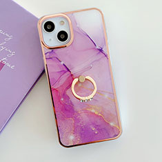 Custodia Silicone Gel Morbida Fantasia Modello Cover con Anello Supporto Y05B per Apple iPhone 14 Plus Lavanda