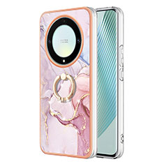 Custodia Silicone Gel Morbida Fantasia Modello Cover con Anello Supporto Y05B per Huawei Honor Magic5 Lite 5G Rosa