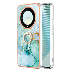 Custodia Silicone Gel Morbida Fantasia Modello Cover con Anello Supporto Y05B per Huawei Honor Magic5 Lite 5G Verde