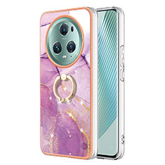 Custodia Silicone Gel Morbida Fantasia Modello Cover con Anello Supporto Y05B per Huawei Honor Magic5 Pro 5G Lavanda