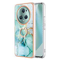 Custodia Silicone Gel Morbida Fantasia Modello Cover con Anello Supporto Y05B per Huawei Honor Magic5 Pro 5G Verde
