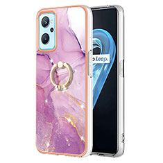 Custodia Silicone Gel Morbida Fantasia Modello Cover con Anello Supporto Y05B per Oppo A96 4G Lavanda