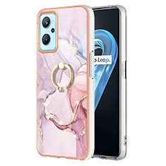 Custodia Silicone Gel Morbida Fantasia Modello Cover con Anello Supporto Y05B per Oppo A96 4G Rosa