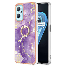 Custodia Silicone Gel Morbida Fantasia Modello Cover con Anello Supporto Y05B per Oppo A96 4G Viola