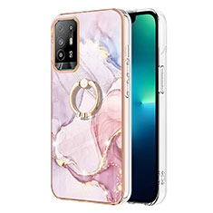 Custodia Silicone Gel Morbida Fantasia Modello Cover con Anello Supporto Y05B per Oppo F19 Pro+ Plus 5G Rosa