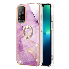 Custodia Silicone Gel Morbida Fantasia Modello Cover con Anello Supporto Y05B per Oppo Reno5 Z 5G Lavanda