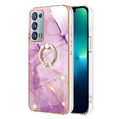 Custodia Silicone Gel Morbida Fantasia Modello Cover con Anello Supporto Y05B per Oppo Reno6 Pro 5G Lavanda