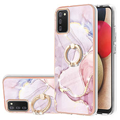 Custodia Silicone Gel Morbida Fantasia Modello Cover con Anello Supporto Y05B per Samsung Galaxy A03s Rosa