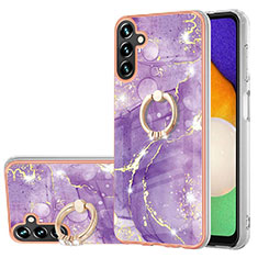 Custodia Silicone Gel Morbida Fantasia Modello Cover con Anello Supporto Y05B per Samsung Galaxy A04s Viola