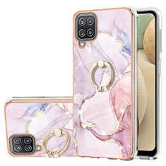Custodia Silicone Gel Morbida Fantasia Modello Cover con Anello Supporto Y05B per Samsung Galaxy A12 Nacho Rosa