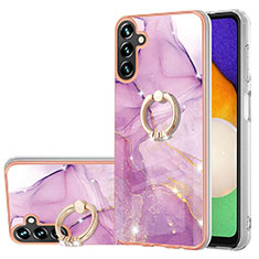 Custodia Silicone Gel Morbida Fantasia Modello Cover con Anello Supporto Y05B per Samsung Galaxy A13 5G Lavanda