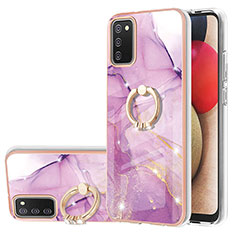 Custodia Silicone Gel Morbida Fantasia Modello Cover con Anello Supporto Y05B per Samsung Galaxy M02s Lavanda