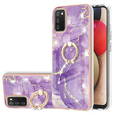 Custodia Silicone Gel Morbida Fantasia Modello Cover con Anello Supporto Y05B per Samsung Galaxy M02s Viola