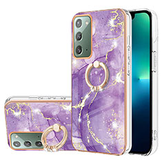 Custodia Silicone Gel Morbida Fantasia Modello Cover con Anello Supporto Y05B per Samsung Galaxy Note 20 5G Viola