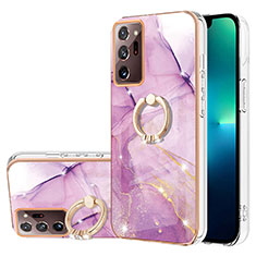 Custodia Silicone Gel Morbida Fantasia Modello Cover con Anello Supporto Y05B per Samsung Galaxy Note 20 Ultra 5G Lavanda