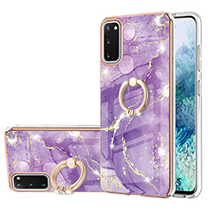 Custodia Silicone Gel Morbida Fantasia Modello Cover con Anello Supporto Y05B per Samsung Galaxy S20 5G Viola