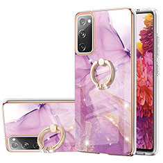 Custodia Silicone Gel Morbida Fantasia Modello Cover con Anello Supporto Y05B per Samsung Galaxy S20 FE (2022) 5G Lavanda