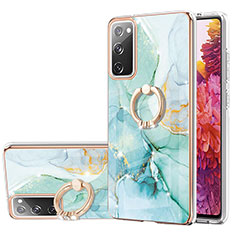 Custodia Silicone Gel Morbida Fantasia Modello Cover con Anello Supporto Y05B per Samsung Galaxy S20 FE 4G Verde