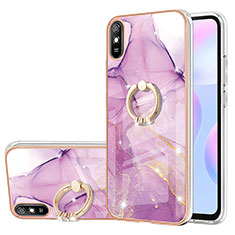 Custodia Silicone Gel Morbida Fantasia Modello Cover con Anello Supporto Y05B per Xiaomi Redmi 9A Lavanda