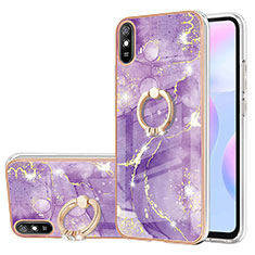 Custodia Silicone Gel Morbida Fantasia Modello Cover con Anello Supporto Y05B per Xiaomi Redmi 9i Viola