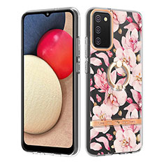 Custodia Silicone Gel Morbida Fantasia Modello Cover con Anello Supporto Y06B per Samsung Galaxy A02s Rosa