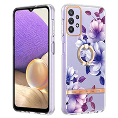 Custodia Silicone Gel Morbida Fantasia Modello Cover con Anello Supporto Y06B per Samsung Galaxy A23 5G Viola