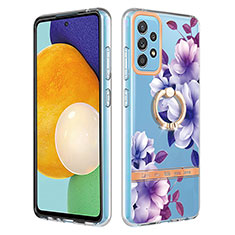 Custodia Silicone Gel Morbida Fantasia Modello Cover con Anello Supporto Y06B per Samsung Galaxy A52 5G Viola