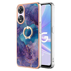 Custodia Silicone Gel Morbida Fantasia Modello Cover con Anello Supporto YB1 per Oppo A78 5G Viola