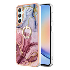Custodia Silicone Gel Morbida Fantasia Modello Cover con Anello Supporto YB1 per Samsung Galaxy A24 4G Multicolore