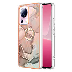 Custodia Silicone Gel Morbida Fantasia Modello Cover con Anello Supporto YB1 per Xiaomi Mi 13 Lite 5G Rosa