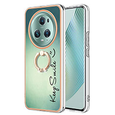 Custodia Silicone Gel Morbida Fantasia Modello Cover con Anello Supporto YB2 per Huawei Honor Magic5 Pro 5G Verde