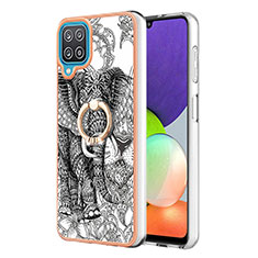 Custodia Silicone Gel Morbida Fantasia Modello Cover con Anello Supporto YB2 per Samsung Galaxy A12 5G Grigio