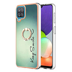 Custodia Silicone Gel Morbida Fantasia Modello Cover con Anello Supporto YB2 per Samsung Galaxy A12 5G Verde